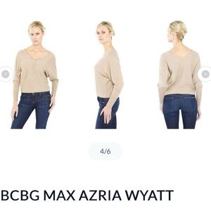 BCBGMaxAzria Women's Tan V-Neck Sweater